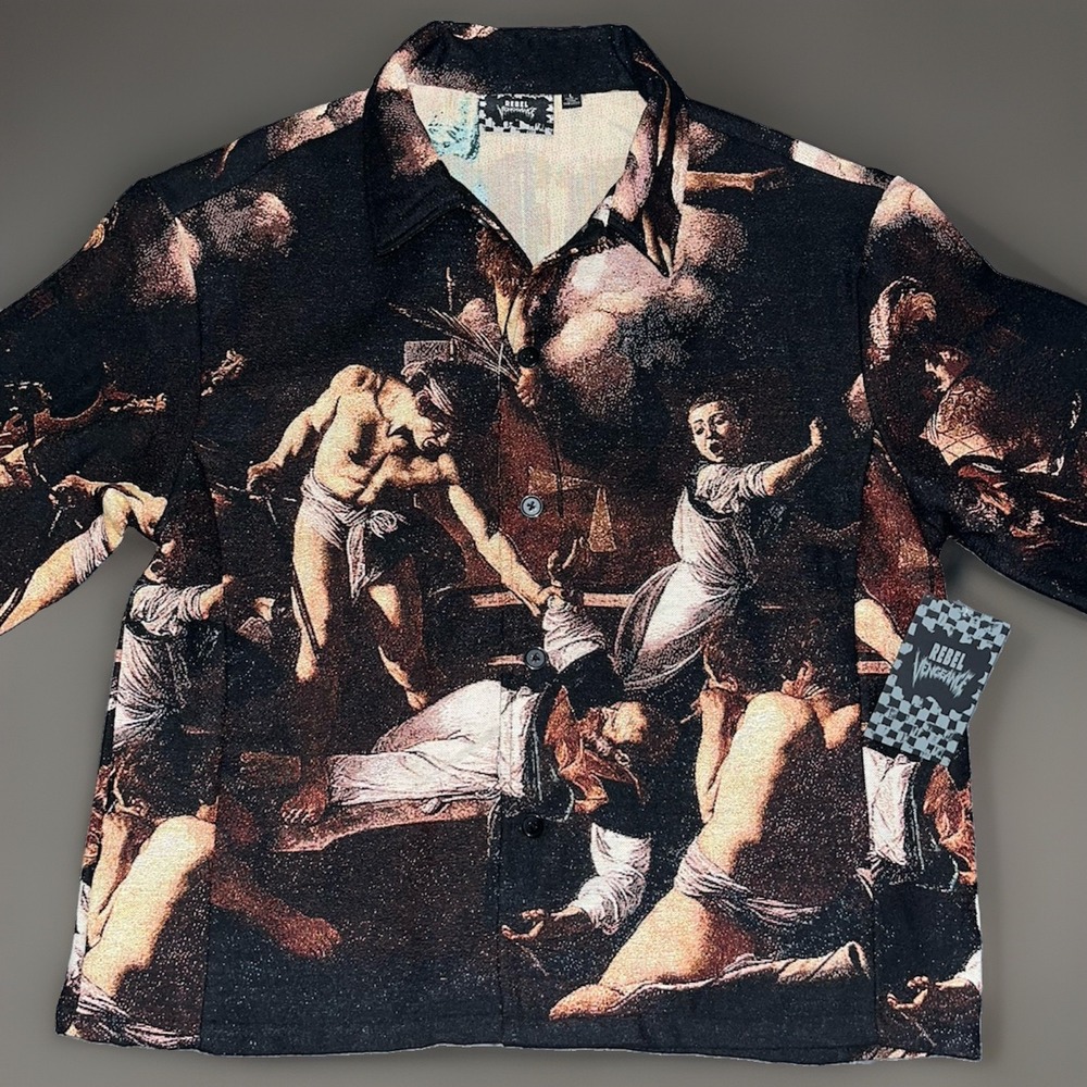 Rebel Vengeance "Fall Of The Rebel Angels" Woven Tapestry Jacket Renaissance Art